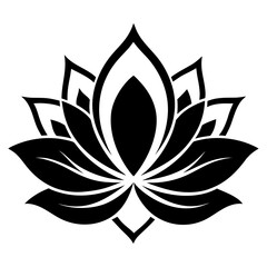 Outline Lotus vector clean black silhouette design white background