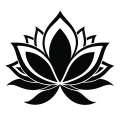 Outline Lotus vector clean black silhouette design white background