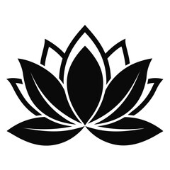 Outline Lotus vector clean black silhouette design white background