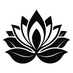 Outline Lotus vector clean black silhouette design white background