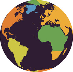 Detailed World Map Globe Illustration: Earth with Continents and Oceans - Global Communication & Travel Concept Vector.