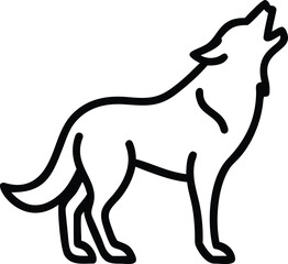 Outline of Howling Wolf in Minimal Monochrome Style