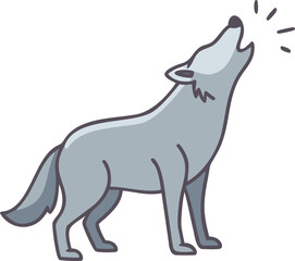 Flat Style Howling Wolf Icon in Minimal Design