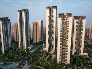 Aerial view of landscape in Chengdu city, China
