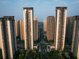 Aerial view of landscape in Chengdu city, China