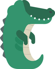Flat Style Alligator Illustration in Minimal Cartoon Design
