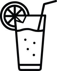 Minimal Lemonade Glass Icon with Lemon Slice