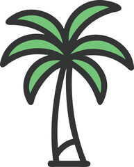 Curved Trunk Palm Tree Icon in Tropical Minimal Style