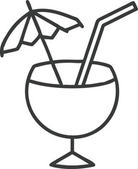 Minimal Tropical Cocktail Icon with Straw and Umbrella