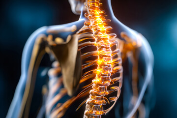 Detailed visualization of the human spine highlighting spinal health and anatomy