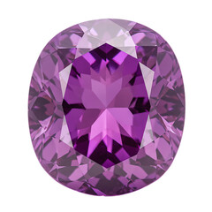 A stunning oval cut purple amethyst gemstone isolated on a transparent background isolated on transparent background