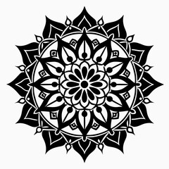Vedic Mandala vector clean black silhouette design white background