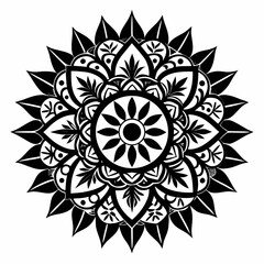 Vedic Mandala vector clean black silhouette design white background