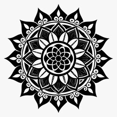 Vedic Mandala vector clean black silhouette design white background