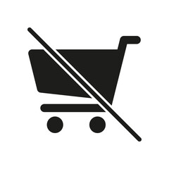 Shopping Cart With Slash Solid Icon. No Shopping, Restriction, Or Prohibition Symbol In E-Commerce And Retail. Indicates Limited Access Or Banned Shopping Activities. Isolated Vector Illustration