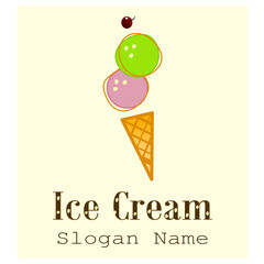 Modern vector illustration of a slogan design template for ice cream sales.