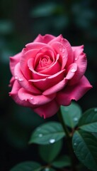 Fototapeta premium Pink rose petals, glistening raindrops, close-up view, photography, petals, petal