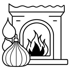 Cozy Fireplace with Garland