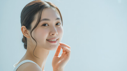 Young East Asian Woman Gentle Smile Soft Lighting young woman portrait