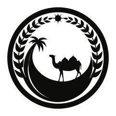 Silk Road Circle vector clean black silhouette design white background