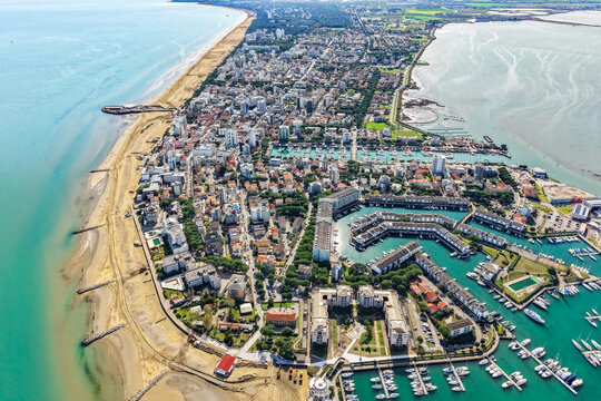 Aerial view of Lignano Sabbiadoro city, Italy