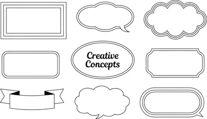 Black and White Graphic Elements Speech Bubbles and Frames