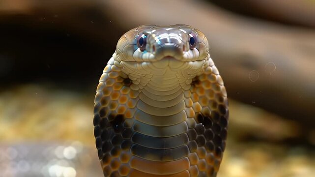 King Cobra Staring Forward &ndash; Symmetrical Head-On Jungle View