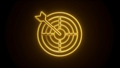 Glowing golden target and arrow