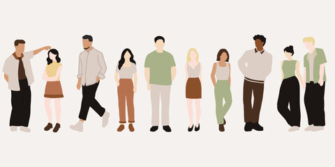flat minimal people male and female vector illustration in spring summer clothing concept isolated set collection. For architecture rendering, graphic design, info graphic, media