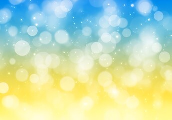 A soft blue and yellow bokeh background with sparkling lights and a dreamy effect