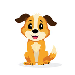 flat vector drawing of a cute little dog on a white background for games or cartoons