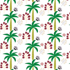 Mobile Cute seamless pattern .Tropical  pattern with flowers and palm trees on a background Colorful design for kids cloth, wallpaper, and any backgrounds. Repeating Pattern for Child.

