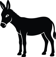 Obraz premium Clean minimal vector silhouette of a donkey isolated on transparent background