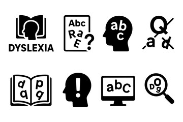 Dyslexia awareness symbols and icons for education and learning support