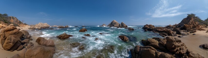 Scenic coastal adventure oaxaca hdr panorama beachfront 360 degree view nature's beauty