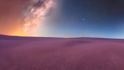 An epic view of the sun dipping below distant mountains, painting the sky with a vibrant blend of orange, red, and yellow light