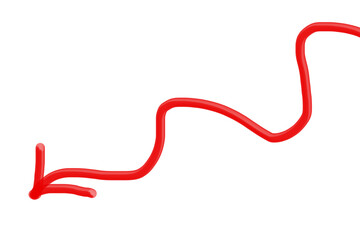 Arrow 3D Metallic Isolated Squiggle Curved PNG Transparent Vector Icon Symbol