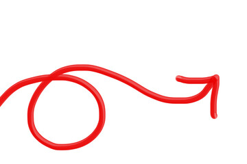 Curved Squiggle Metallic Arrow 3D Isolated PNG Transparent Vector Symbol Icon