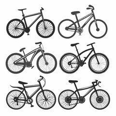 Minimalist Bicycle Vector Set &ndash; Diverse Bike Silhouettes in Black & White