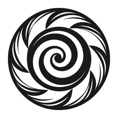 Spiral Circle vector clean black silhouette design white background