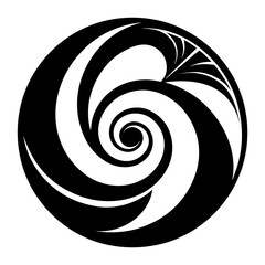 Spiral Circle vector clean black silhouette design white background