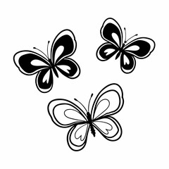Black & White Butterfly Vector Set &ndash; Stylized Wings, Realistic Details, and Abstract Forms