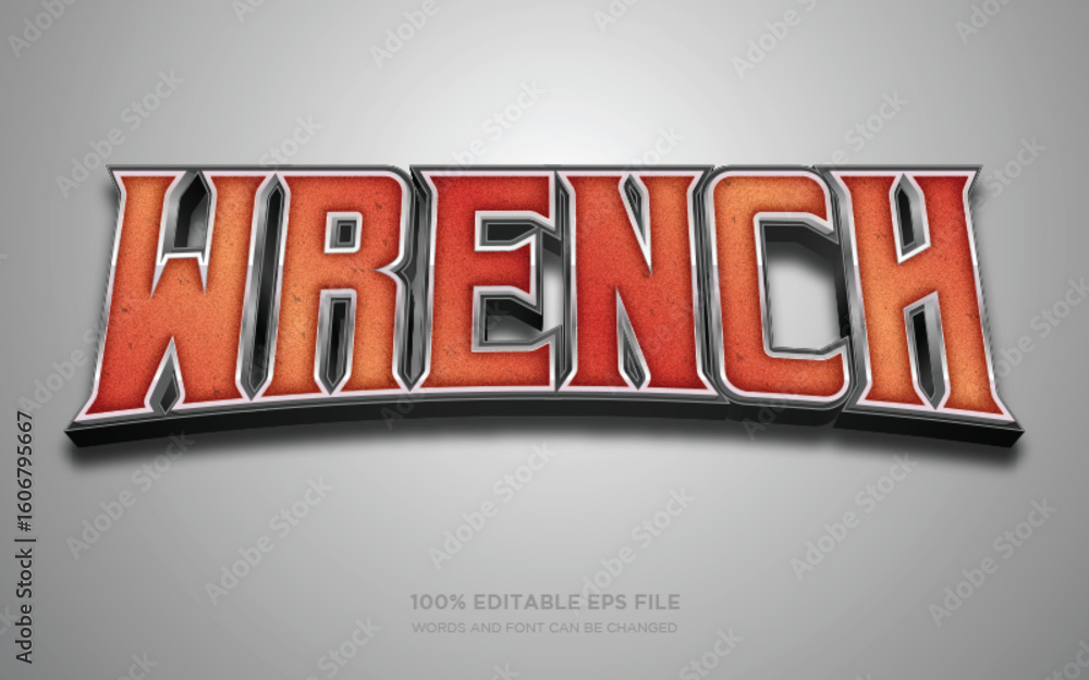 Aufkleber wrench 3d editable text style effect