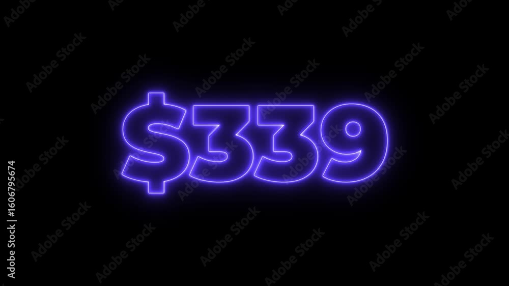Poster 1000 dollar animation isolated on black background for business concept. number counter of dollar an