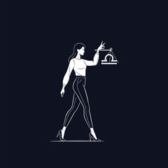 Stylish Clothing Logo with Woman Holding Libra Zodiac Sign and "Wear Your Values" Text