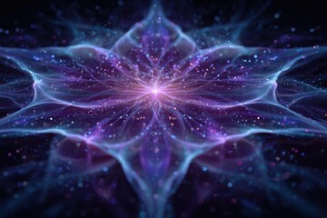 Obraz premium A vibrant purple and blue starburst against a dark black background, creating an eye-catching and futuristic effect.