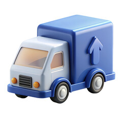 Stylized delivery truck with upward arrow on background illustration rendered in 3d