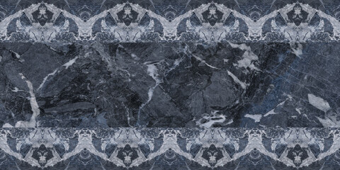 Navy blue square textile motif. Textile, modern carpet, curtain, fabric seamless pattern. Decorative ceramic design. Abstract marble book match background.