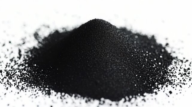 A pile of black powder on a white surface