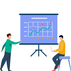 Boy presenting line graph report Illustrationboy presenting line graph report illustration 